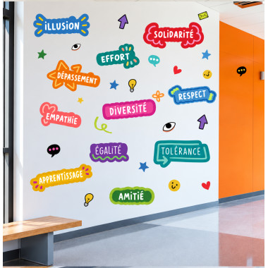 Sticker éducatif valeurs et motivation – Mural décoratif pour écoles