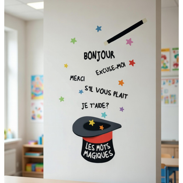 Choisissez la langue! Stickers pour décorer les écoles - Les mots magiques
