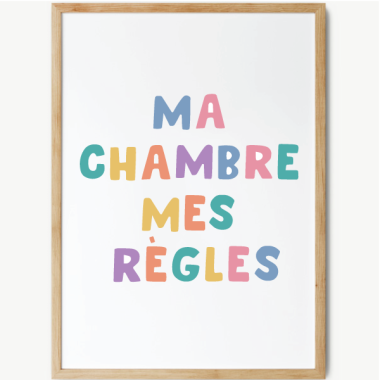 Ma chambre, mes règles - Affiche jeunesse. Décoration pour jeunes
