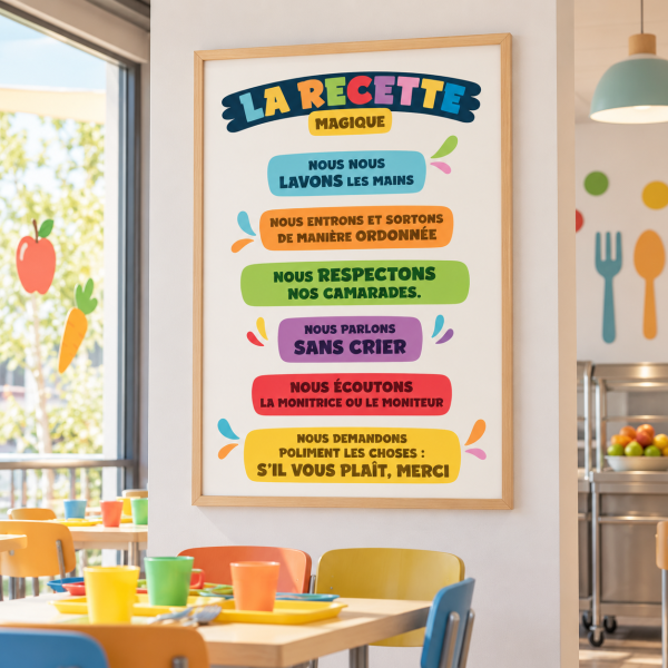 Tableau pour cantines scolaires - La recette magique - Décoration pour établissements éducatifs