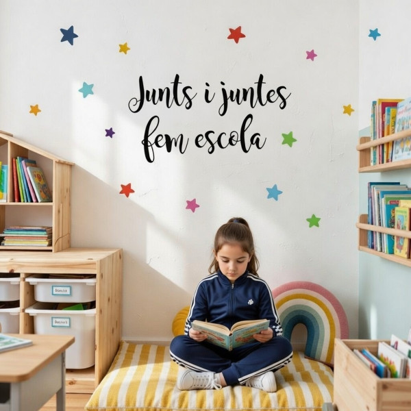 Vinil educatiu Junts i juntes fem escola decoracio inclusiva paret escola