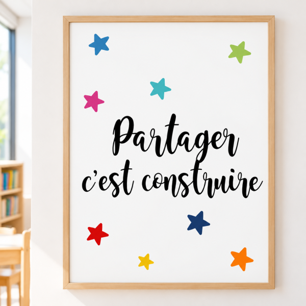 Affiche décorative pour établissements éducatifs - Partager, c’est construire