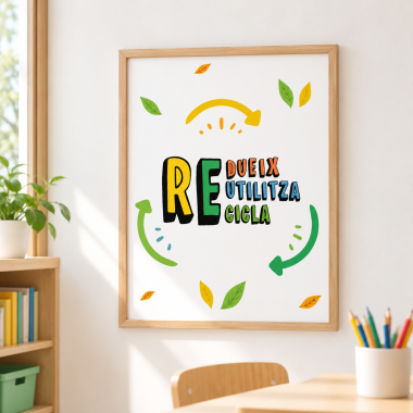 Làmina decorativa per a centres educatius - Redueix, recicla, reutilitza