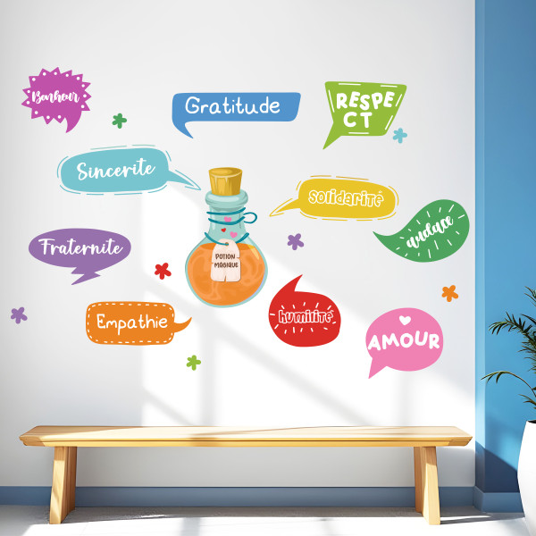 sticker éducatif potion magique valeurs école décoration murale