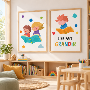 Pack de 2 affiches décoratives pour écoles - Le monde magique de la lecture