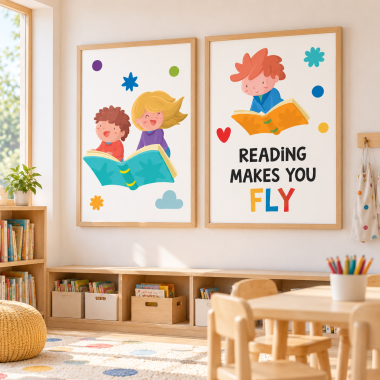 Pack of 2 decorative framing prints schools - The magical world of reading