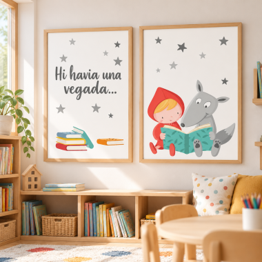 Pack de 2 làmines educatives per a escoles - La Caputxeta i el llop