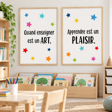 Lot de 2 feuilles décoratives - Quand enseigner est un art, apprendre est un plaisir