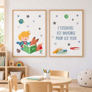 Lot de 2 feuilles décoratives - Lecture du petit prince