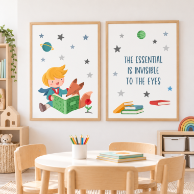 Pack of 2 decorative sheets - Little prince reading
