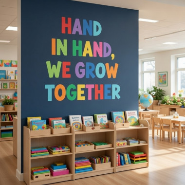 Educational Wall Decal “If We Walk Hand in Hand, We Grow Together”