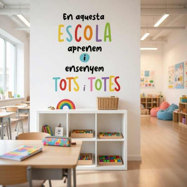 Tria idioma! En aquesta escola aprenem tots i totes - Vinils decoratius estil Montessori