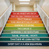 Staircase vinyls for schools with Montessori phrases for educational decoration in schools and children’s spaces.